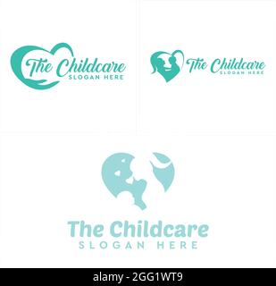 Assistenza all'infanzia caregivers nanny servizio logo design Illustrazione Vettoriale