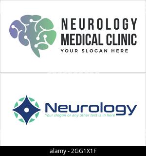 Neurologia farmaceutica consulenza clinica logo design Illustrazione Vettoriale