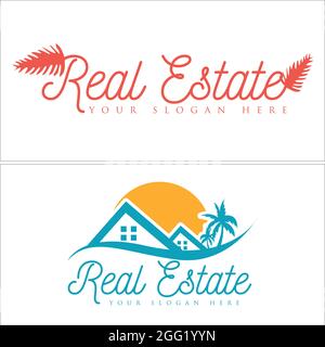 Immobiliare edificio casa resort logo design Illustrazione Vettoriale