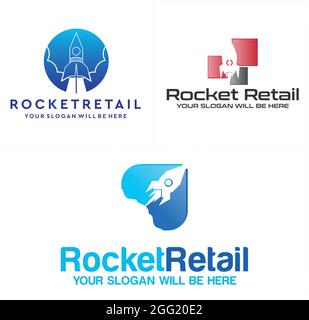 Rocket icona iniziale logo design astronomo aviazione astronomo Illustrazione Vettoriale