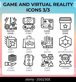 Icona di gioco e realtà virtuale in stile moderno per ui, ux, web, app, brochure, progettazione di volantini e presentazioni, ecc. Illustrazione Vettoriale