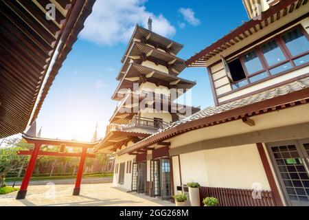 L'architettura esotica sull'Isola di Haihua, Hainan, Cina. Foto Stock