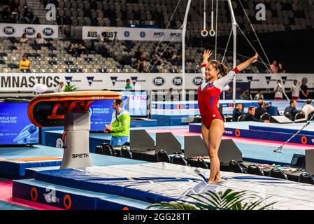 Melbourne, Australia. 12 dicembre 2014. Yeo Seojeong della Repubblica di Corea visto durante la Melbourne Artistic Gymnastics World Cup 2019 alla John Cain Arena. (Foto di Alexander Bogatirev/SOPA Image/Sipa USA) Credit: Sipa USA/Alamy Live News Foto Stock