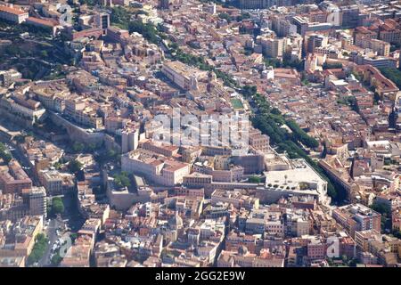 Veduta aerea dell'antica città di Cagliari, Sardegna, Italia Foto Stock