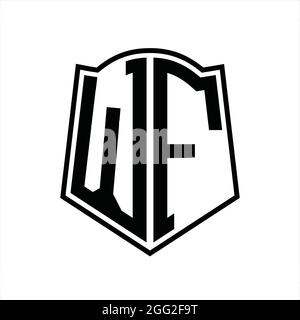 Logo WF monogramma con maschera di design a profilo schermato isolata su sfondo bianco' Illustrazione Vettoriale