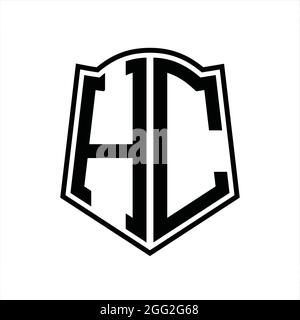 Logo HC monogramma con maschera di design con profilo schermato isolato su sfondo bianco' Illustrazione Vettoriale