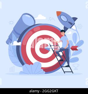 Disegno a mano piatto la nostra missione concetto Vector illustrazione. Illustrazione Vettoriale