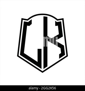 Logo LK monogramma con maschera di design a profilo schermato isolata su sfondo bianco' Illustrazione Vettoriale