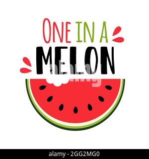 Uno in un Melon. Illustrazione vettoriale con strato di cocomero. Illustrazione Vettoriale