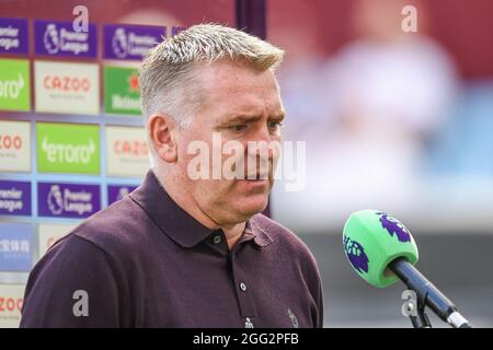 Dean Smith manager di Aston Villa durante un'intervista pre match Foto Stock