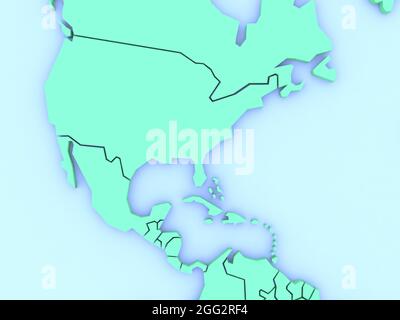 Mappa 3D rappresentata dell'America centrale Foto Stock