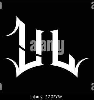 Logo UL monogramma con modello in nero dalla forma astratta Illustrazione Vettoriale