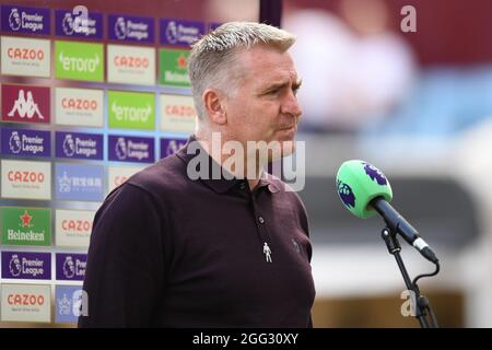 Birmingham, Regno Unito. 28 agosto 2021. Dean Smith manager di Aston Villa durante un'intervista pre-partita a Birmingham, Regno Unito, il 28/2021. (Foto di Mike Jones/News Images/Sipa USA) Credit: Sipa USA/Alamy Live News Foto Stock