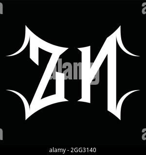 Monogramma ZN Logo con modello di disegno in nero dalla forma astratta Illustrazione Vettoriale