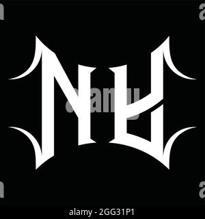 Monogramma con logo NY con modello di disegno in nero dalla forma astratta Illustrazione Vettoriale