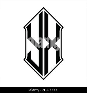 Logo YX monogramma con schermo e disegno nero contorno immagine vettoriale icona astratto Illustrazione Vettoriale