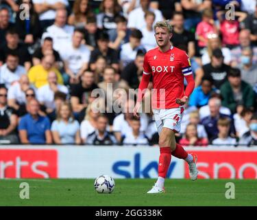 Derby, Regno Unito. 28 agosto 2021. Joe Worrall #4 di Nottingham Forest a Derby, Regno Unito il 8/28/2021. (Foto di Conor Molloy/News Images/Sipa USA) Credit: Sipa USA/Alamy Live News Foto Stock