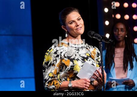 La principessa Crown Victoria partecipa all'assegnazione del Premio Raoul Wallenberg, a Stoccolma, Svezia, il 27 agosto 2021. Foto di Robet Eklund/Stella Pictures/ABACAPRESS.COM Foto Stock