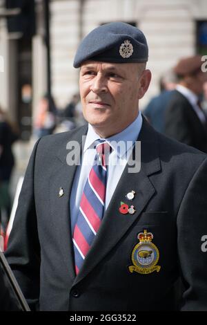 Il movimento dei Veterani dell'Irlanda del Nord e la Giornata nazionale di protesta dei Veterani protestano per impedire che l'accusa del 2016 faccia! Assemblea a Trafalgar Square, il 2021-08-28, Londra, Regno Unito. Credit: Picture Capital/Alamy Live News Foto Stock