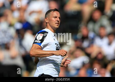 Derby, Regno Unito. 28 agosto 2021. Phil Jagielka #6 di Derby County in Derby, Regno Unito il 28/2021. (Foto di Conor Molloy/News Images/Sipa USA) Credit: Sipa USA/Alamy Live News Foto Stock