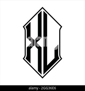 Logo XL monogramma con schermo e disegno a contorno nero immagine vettoriale icona astratto Illustrazione Vettoriale