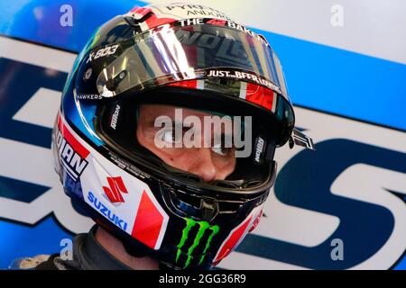 Silverstone, Inghilterra, 28 ago, 2021 #42 Alex RINS, spagnolo: Team Suzuki Ecstarduring qualifica per il Monster Energy British Grand Prix a Silversto Foto Stock