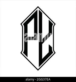 Logo PY monogramma con schermo e disegno nero contorno immagine vettoriale icona astratto Illustrazione Vettoriale