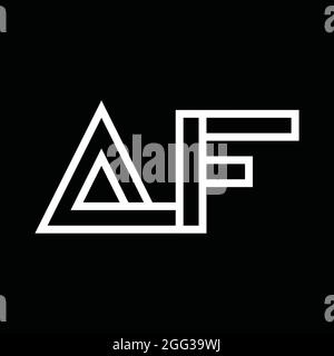 Logo AF monogramma con spazio negativo in stile linea sul terreno nero Illustrazione Vettoriale