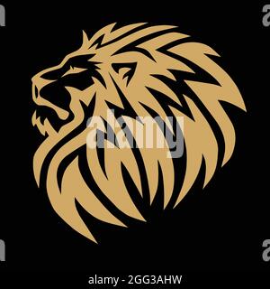 Lion Head Gold Logo Vector modello Illustrazione Design Illustrazione Vettoriale