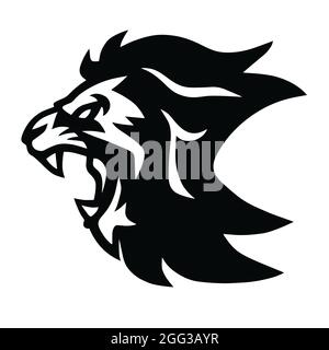 Rarrabbiato Lion Head Roaring Logo Vector Mascot Illustrazione Vettoriale