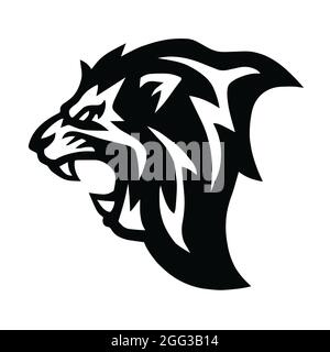 Rarrabbiato Lion Head Roaring Logo Vector Mascot Illustrazione Vettoriale