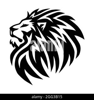 Wild Lion Head, logo Vector icona Mascot Design Illustrazione Vettoriale