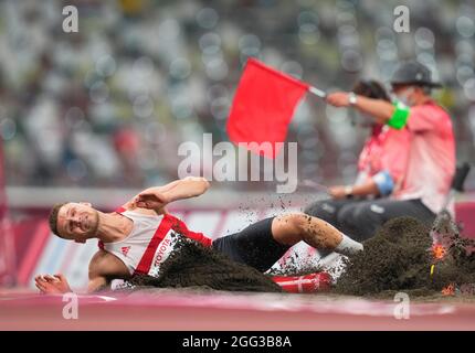 28 agosto 2021: Daniel Wagner dalla Danimarca al salto lungo durante l'atletica al Tokyo Paralympics, Stadio Olimpico di Tokyo, Tokyo, Giappone. Prezzo Kim/CSM Foto Stock