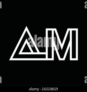 Logo AM monogramma con modello a colonna con sfondo bianco Illustrazione Vettoriale