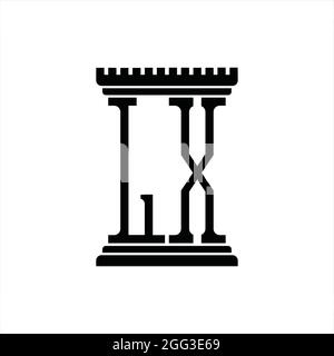 Logo LX monogramma astratto tecnologia velocità modello di disegno nero Illustrazione Vettoriale