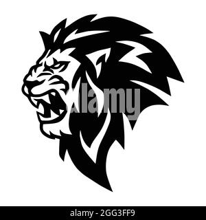 Rarrabbiato Lion Head Roaring Logo Vector Mascot Illustrazione Vettoriale