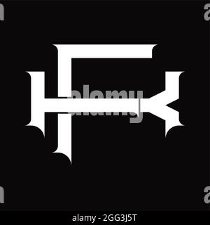 Monogramma con logo KF con modello di disegno in nero a forma di fetta Illustrazione Vettoriale