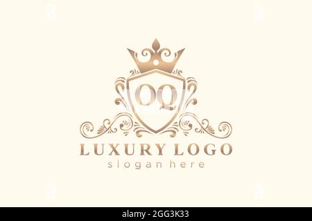 Modello logo OQ Letter Royal Luxury in arte vettoriale per ristoranti, Royalty, Boutique, caffè, hotel, Araldica, Gioielli, Moda e altri vettori illustratore Illustrazione Vettoriale