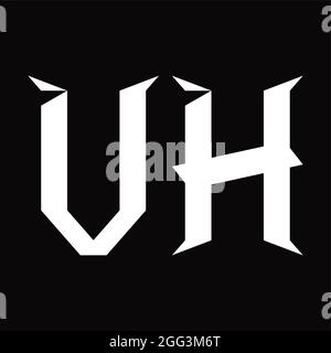 Monogramma VH Logo con modello di disegno in nero a forma di sezione Illustrazione Vettoriale