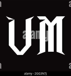 Monogramma con logo VM con modello di disegno in nero a forma di sezione Illustrazione Vettoriale