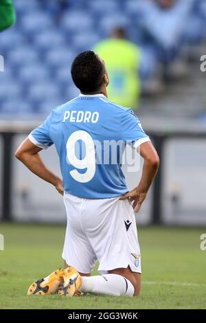 Roma, Italia. 28 agosto 2021. ROMA, Italia - 28.08.2021: PEDRO (LAZIO) in azione durante la Serie Italiana UNA partita di calcio tra ROMA e FIORENTINA allo stadio Olimpico di Roma il 22 agosto 2021. Credit: Independent Photo Agency/Alamy Live News Foto Stock