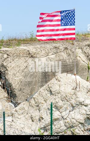 Crisbecq batteria, resti del muro Atlantico, dipartimento Manica, Cotentin, regione Normandia, Francia Foto Stock