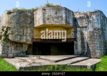 Crisbecq batteria, resti del muro Atlantico, dipartimento Manica, Cotentin, regione Normandia, Francia Foto Stock