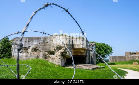 Crisbecq batteria, resti del muro Atlantico, dipartimento Manica, Cotentin, regione Normandia, Francia Foto Stock