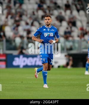 Nedim Bajrami (Empoli FC) durante il campionato italiano Serie A football match tra Juventus FC ed Empoli FC il 28 agosto 2021 allo stadio Allianz di Torino - Photo Nderim Kaceli Foto Stock