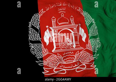 Primo piano su una bandiera afghana sventolante. Foto Stock