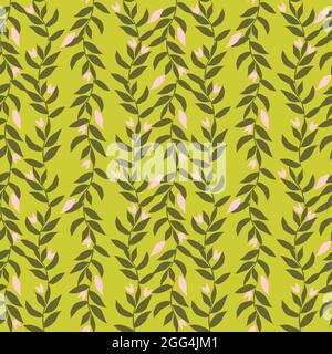 Ivy Leafs rami curvati su sfondo verde illustrazione vettoriale piastrelle ripetibili Illustrazione Vettoriale