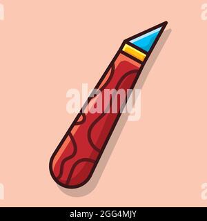 illustrazione vettoriale di cartoni animati isolati con coltello artistico in stile piatto Illustrazione Vettoriale