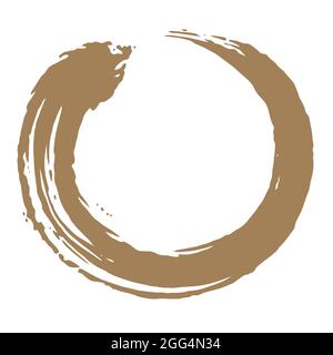 Cerchio Enso Zen Brush Vector Illustrazione Terra marrone colore disegno Illustrazione Vettoriale