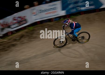 Mathilde BERNARD di francia, seconda piazza donna, durante i Campionati del mondo MTB 2021, quattro Croce (4X), Mountain Bike evento ciclistico il 27 agosto 2021 in Val di Sole, Italia - Foto Olly Bowman / DPPI Foto Stock